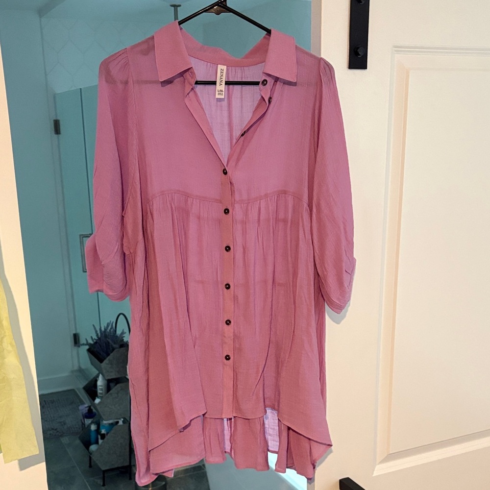 Zenana Button-Down Shirt